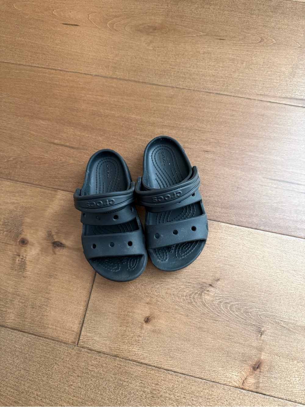 CROCS Kids Black Double-Strap Slide Sandals